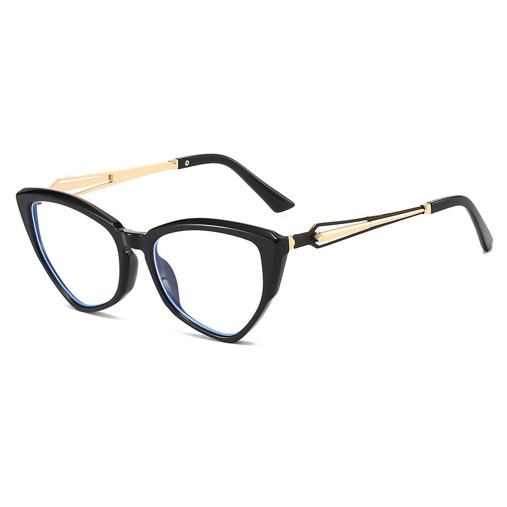 

New Fashion Cat Eye Anti Blue Light Glasses Y2K Leopard Pattern Two Tone Frame Unisex Trendy Eyewear as picture