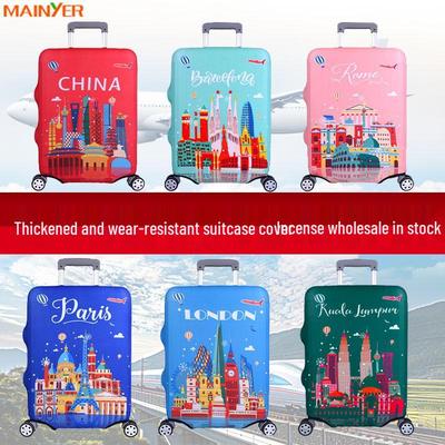 Printed Elastic Suitcase Cover: Thickened Protective Luggage & Trolley Dust Cover for Travel