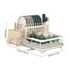 Carbon Steel Dish Drying Rack Kitchen Plates Organizer with Drainboard Over Sink Countertop Cutlery Storage Holder Supplies
