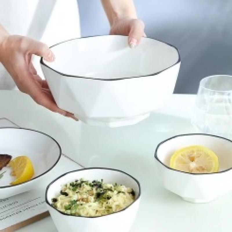 ZISIZ Nordic Style 8-inch Ceramic Soup Bowls (Set of 2)