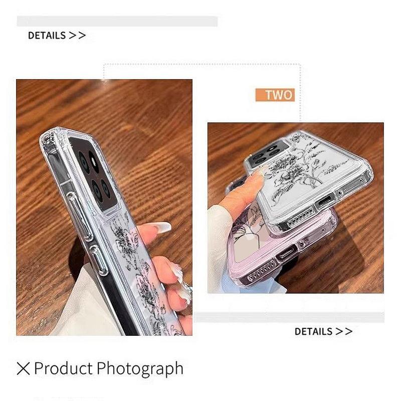 Stoßfeste Hülle für Xiaomi 14t 13t Poco X6 X5 F6 Pro Remdi Note 14 13 12 11 10 Pro Line Blumenmuster Weiche Silikon Klare Anti-Fall-Abdeckung