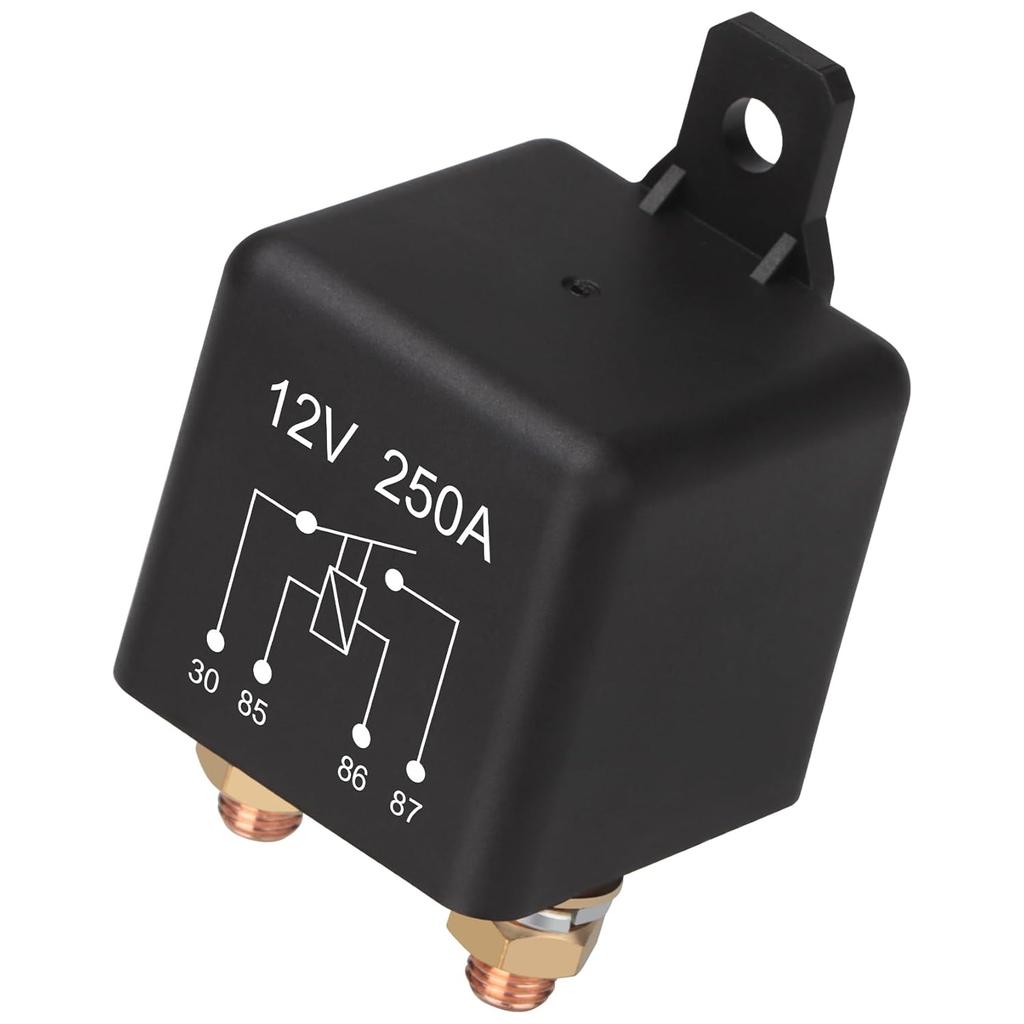 Starter Relay, 12V 250A, 4 Pin SPST, Continuous Duty Relay, Car Battery Control Relay, Automotive Heavy Current Start Relay Car Relay (1)