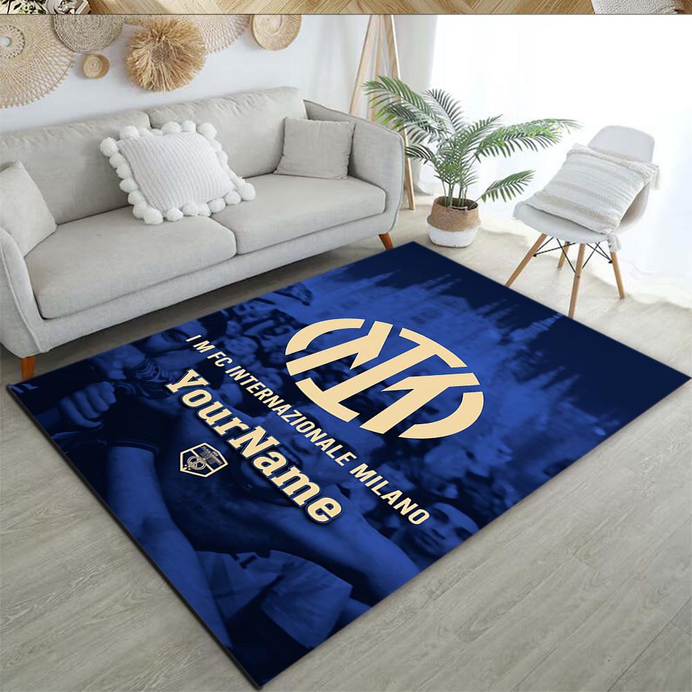 Inter Milan Personalized Name Carpet Perfect for Study room Game Room Dormitory Balcony Antislip Carpet Anime Office Decor