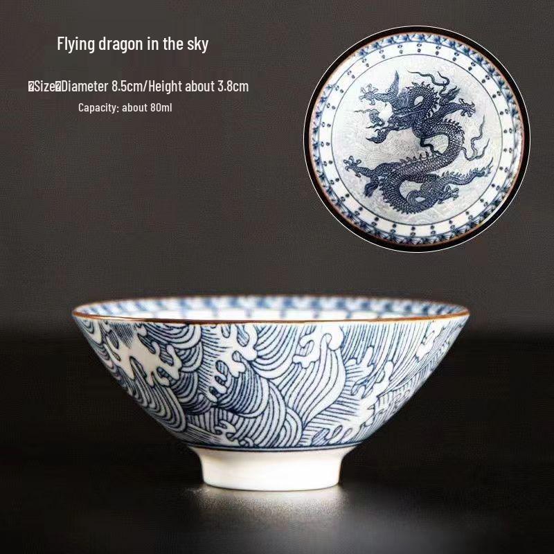 Porcelain Blue and White Kung Fu Teacup Set – Single Douli Cup for Tea Tasting