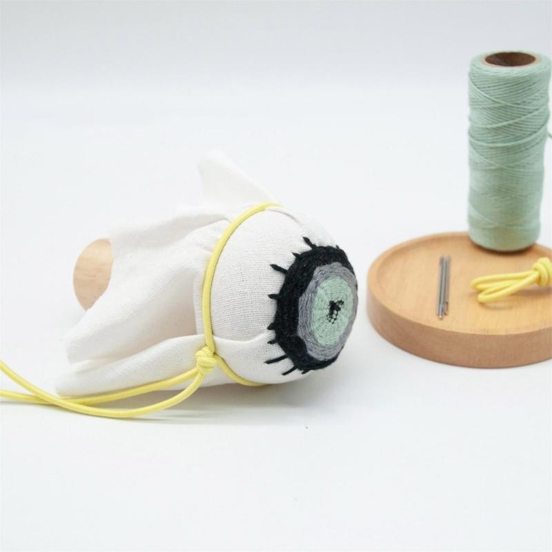 Eggs Shape Wood Mending Tool Wooden Darning Mushroom Set With Large Eye Needle and Colored Thread for Knitting Repair