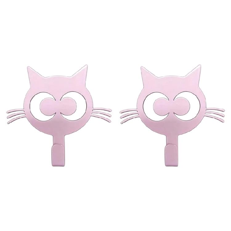 

Set Of 2 Playful Cats Wall Hooks Easy To Installation Metal Construction Hanger for Coats Bags And Daily Essential розовый