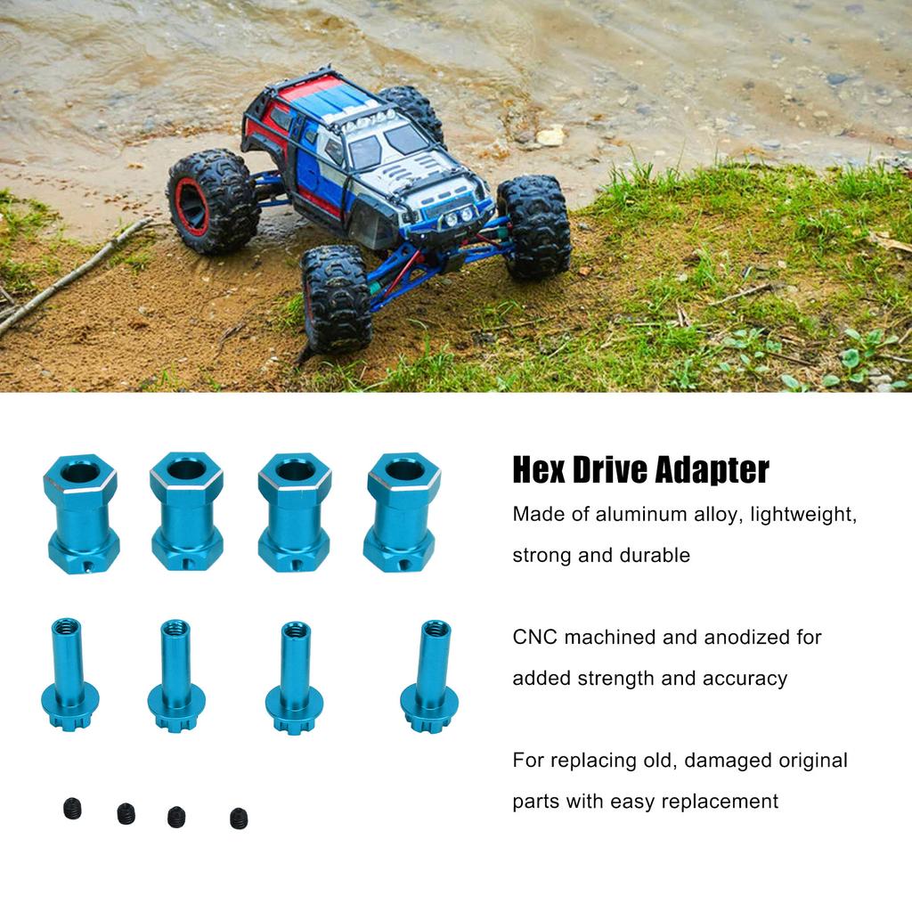 4 Pcs RC Wheel Hex Hub Aluminum Alloy Replacement 12mm Hex Hubs Extension Combiner for 1Celsius10 RC Climbing Car