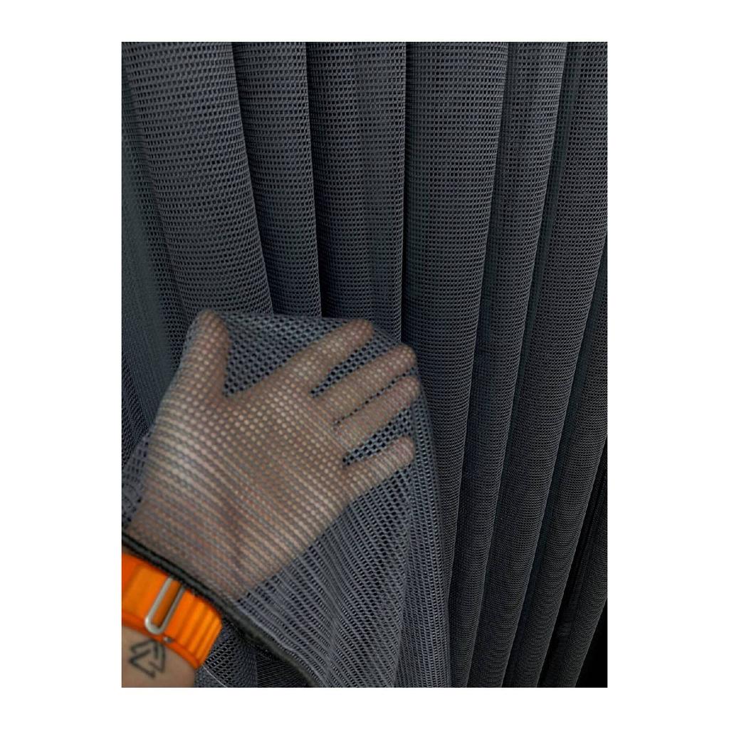 Gray Smoke Color Mesh Tulle Curtain 2 Layer Pleated Kitchen Tulle Curtain