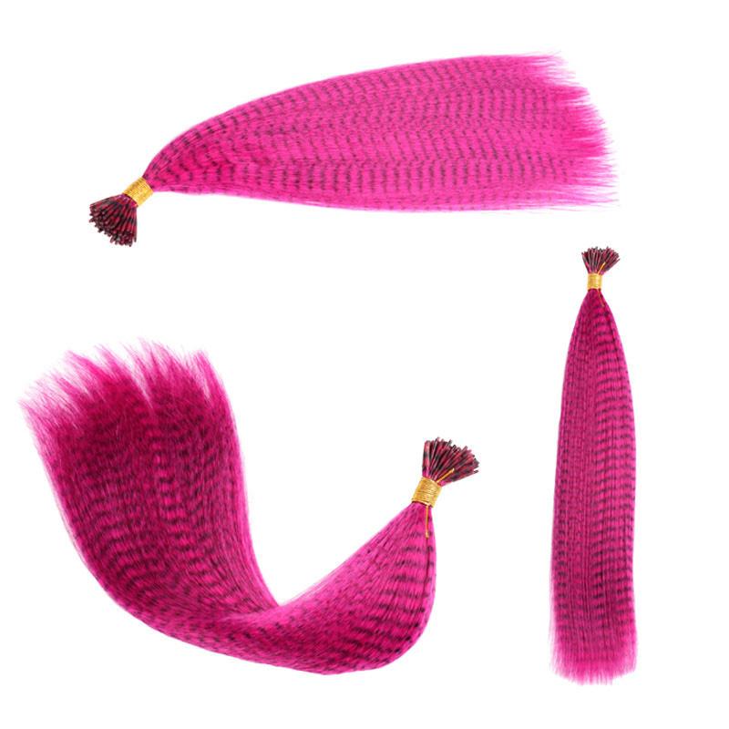 Hair Extensions Colored Wigs Feather Stripe Hair Hairpieces Colorful High temperature silk Wigs