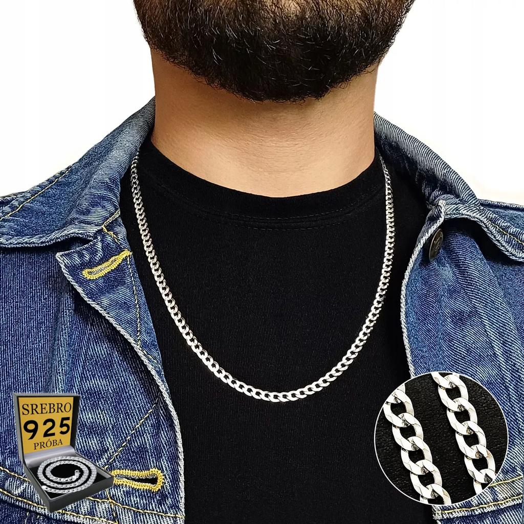 FULL Silver Men' Chain 5mm 925 SILVER PANCER Italian Chain