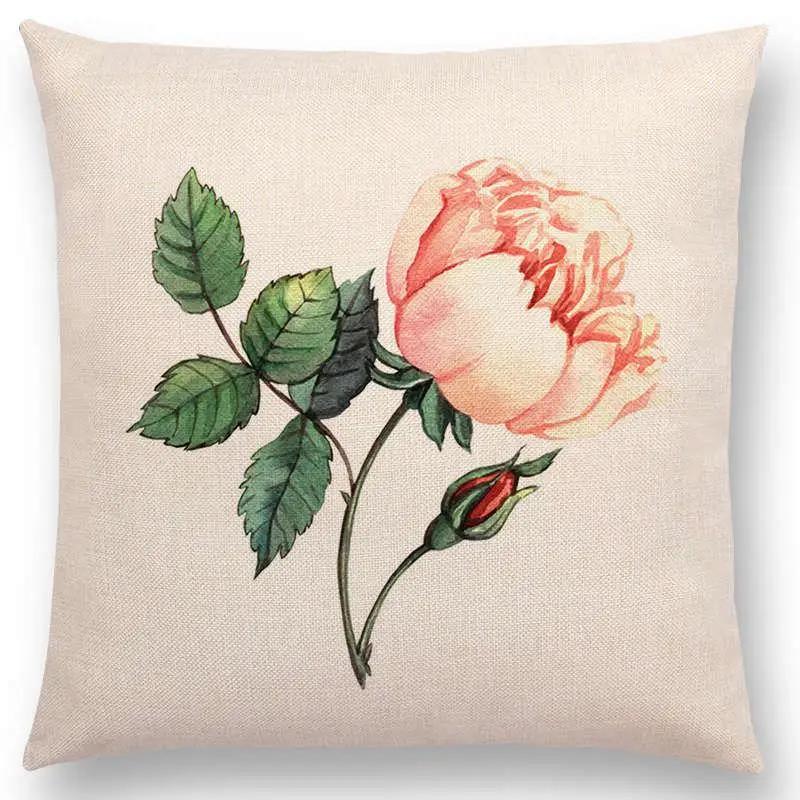 Lovely Birds Flowers Plants Sofa Pillow Case Hummingbird Rose Raspberries Lemon Dill Clove Almonds Cushion Cover
