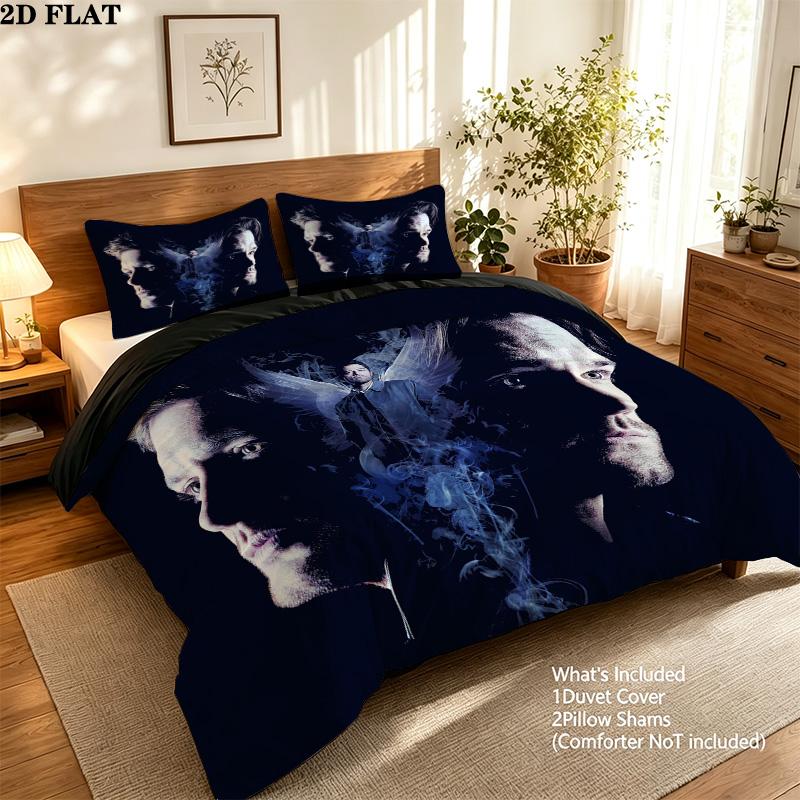 Supernatural Pattern Bedding Quilt Set Quilt Cover Pillowcase Home Birthday Gift(1 * Duvet Cover + 2 * Pillowcase, Without Core)