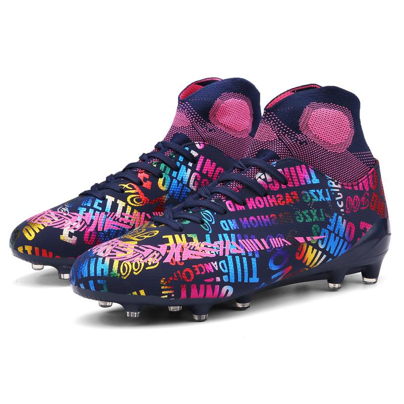 English Alphabet Mandarin Duck Football Shoes Men's High-top TF Broken Nails AG Long Nails Youth Children's Grass Competition Training Shoes