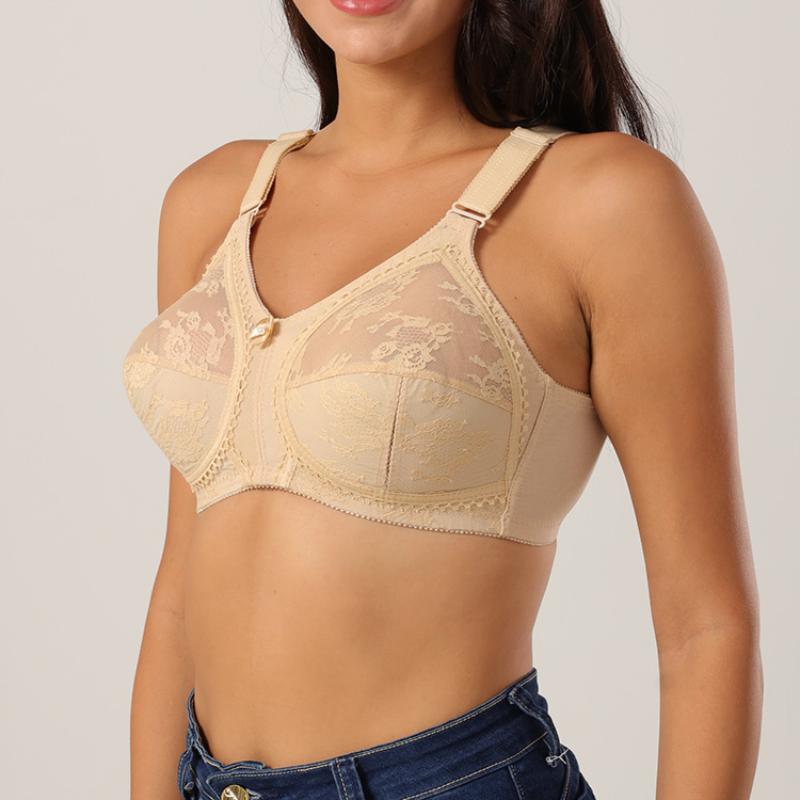 Women's Large Size Bra Sexy Full Cup Lace Wireless Bralette Transparent Push Up Underwear