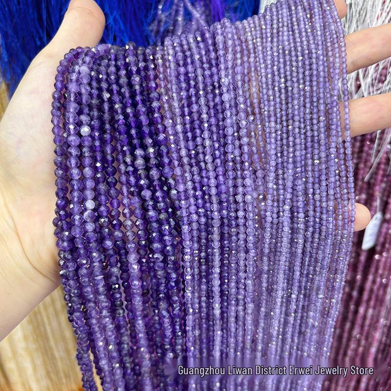 Urugwajskie lawendowe ametystowe okrągłe koraliki - naturalne kamienne akcesoria do biżuterii DIY