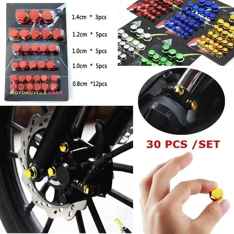 30Pcs Motorcycle Nut Motorbike Screw Cover,3 Sizes Decoration Ornamental Mouldings Screw Cap Cover for Car Bicycle Accessories