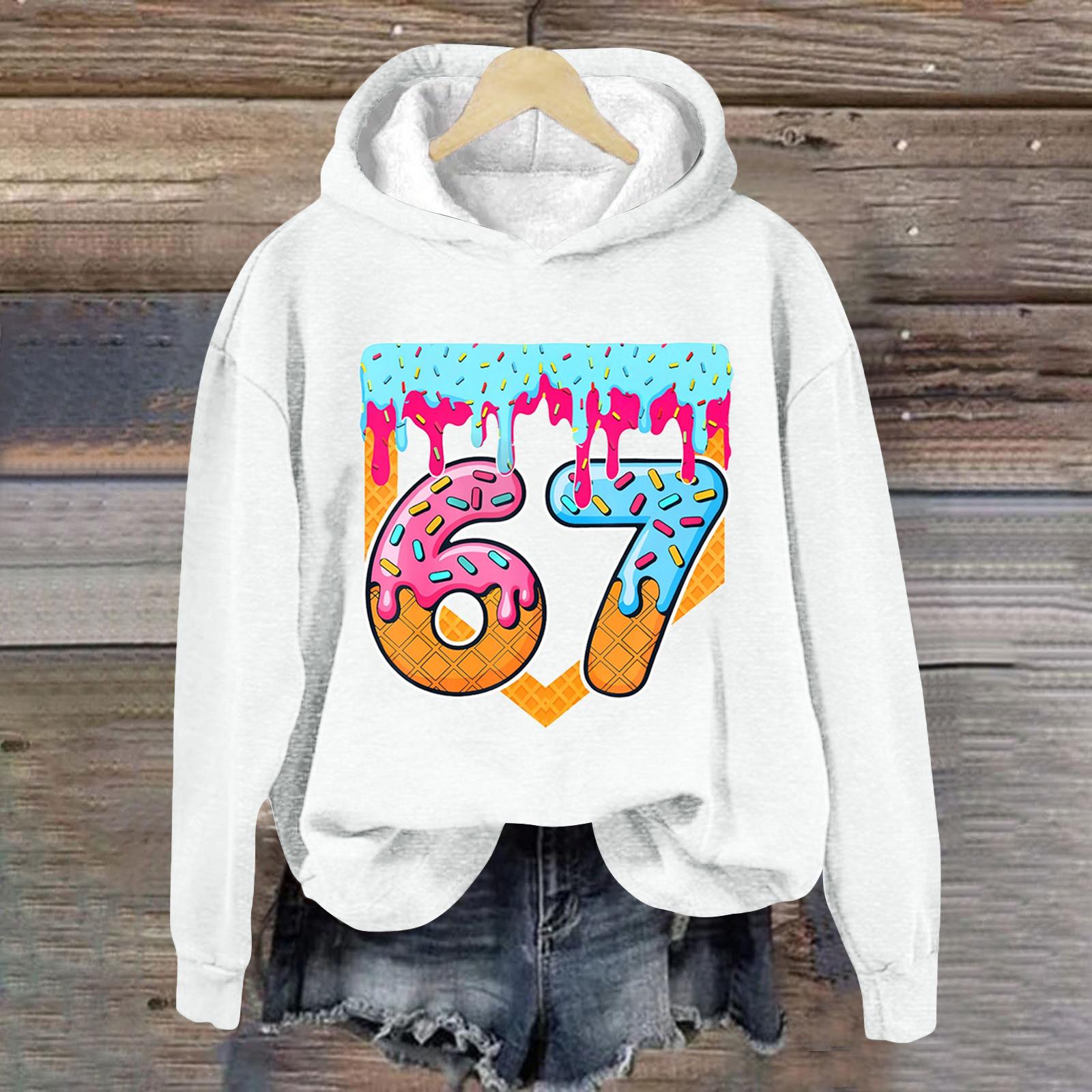 

Women s Fashionable Casual Long-Sleeved Printed Hooded Sweatshirt XL белый