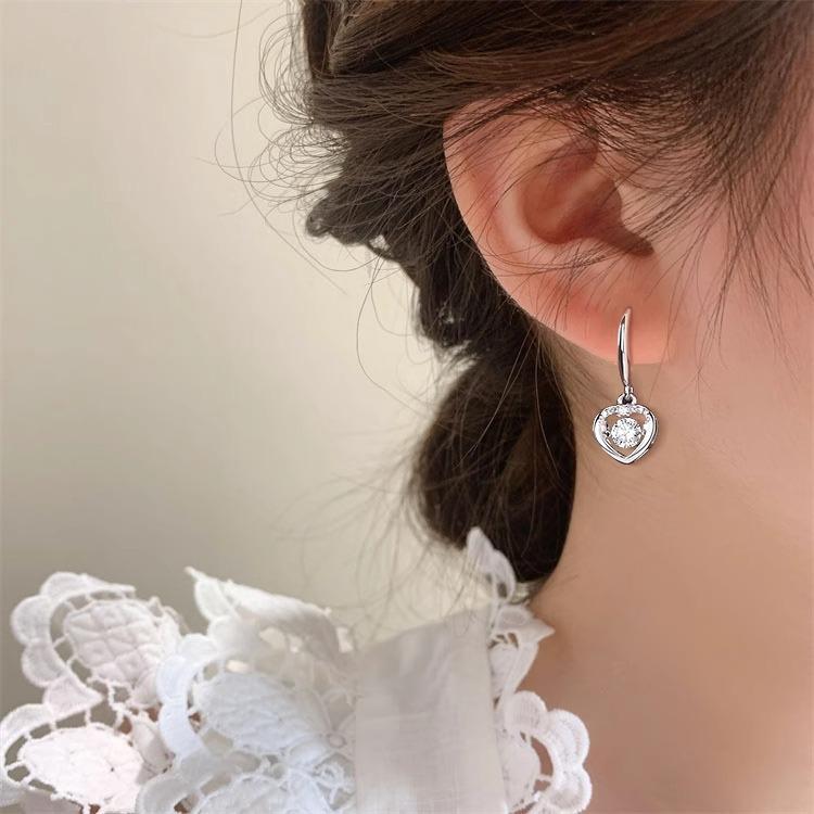 Zirconium Love Ear Hook Women's New Trendy Light Luxury Niche High-end Summer Earrings