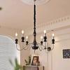 Retro Style Chandelier Black Gold Silver Metal Dark Wood for Parlor Restaurant Bedroom Home Decor Pendant Light E14 Bulb