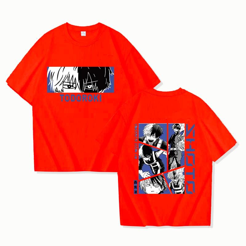 

Hot Anime Todoroki Shoto Print T-Shirt Women Men Loose Short Sleeve Round Neck Top Fashion Y2k Casual Summer Shirt Tees S