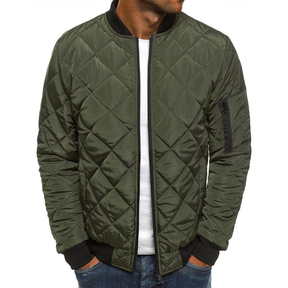 Padded Clothes Autumn and Winter Men's Loose Jacket Rhombus Cotton Clothes