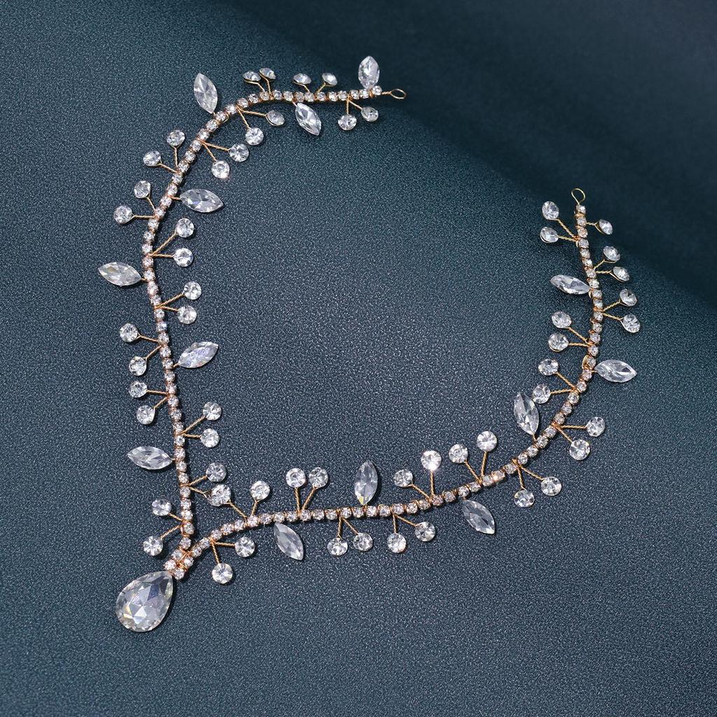 Bridal Rhinestone Handmade Soft Headband Forehead Chain Hair Accessory