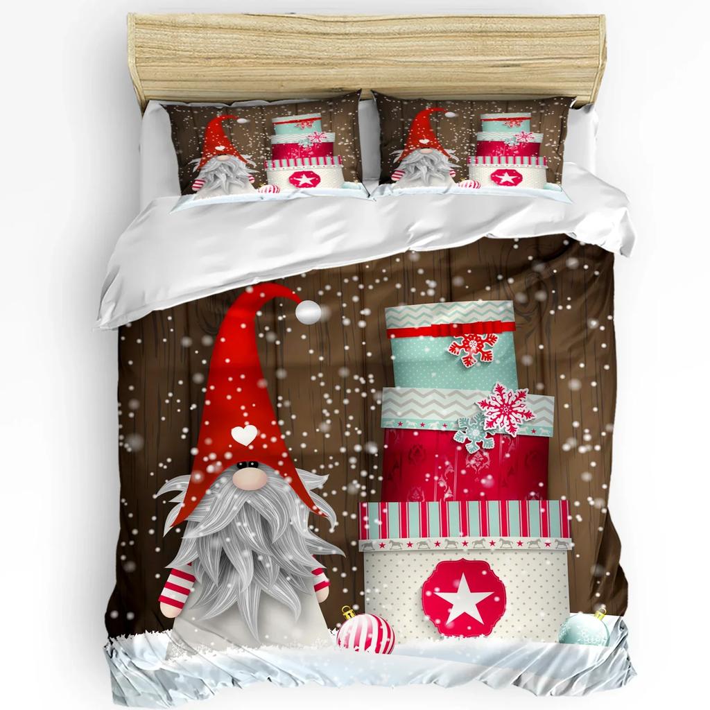 Christmas Winter Snowman Season Pine Trees Bedding Set 3pcs Duvet Cover Pillowcase Quilt Cover Double Bed Set Home Textile