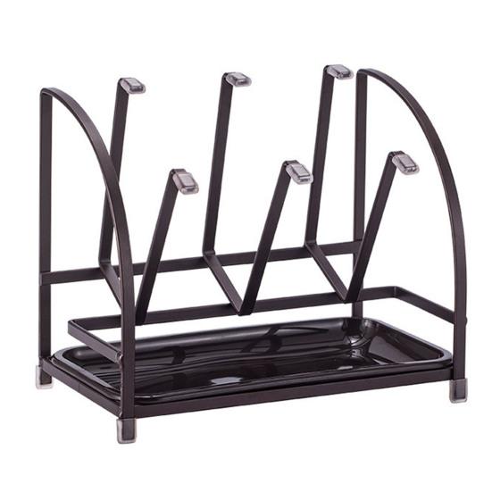 

Cup Bottle Drying Rack with Removable Drip Tray Iron Storage Rack for Mugs Whiskey