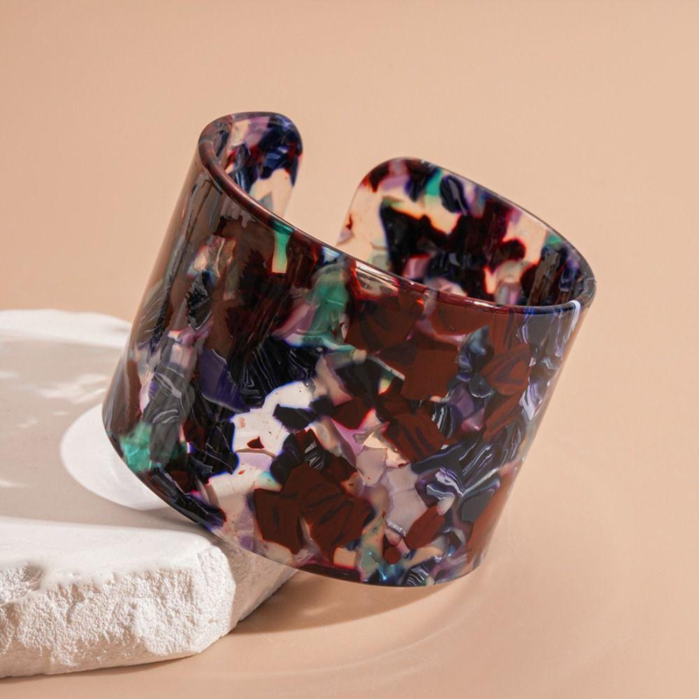 Europe American Style Open Wide Bracelet Geometric Smudged Hand Ring Acelete Plate Bangle Girls