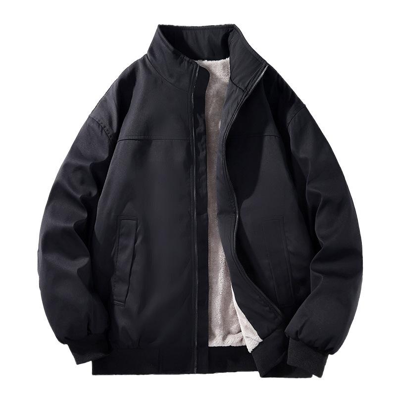 New Large-size Fleece Jacket Men's Cotton-padded Clothes Men's Cotton-padded Clothes Men's Warm Simple and Versatile Dad Clothes