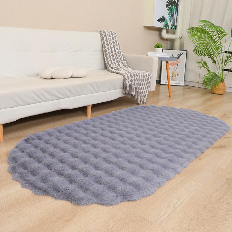 Krémová bublinková plyšová podložka z umělé králičí srsti: Deku do ložnice, obývacího pokoje, na pohovku nebo do arkýřového okna.