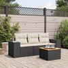 Vidaxl 4-Cz. Garten-Sitzgruppe, Kissen, Schwarzes PE-Rattan