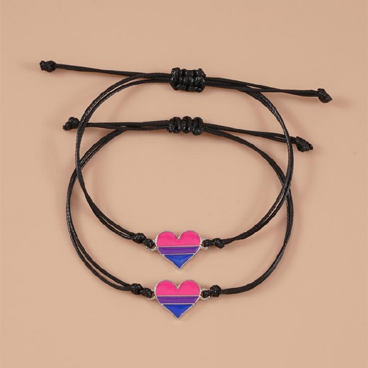 2x Minimalist Bracelet Rainbow Color Charm Wax Rope Bracelet Friendship Jewelry