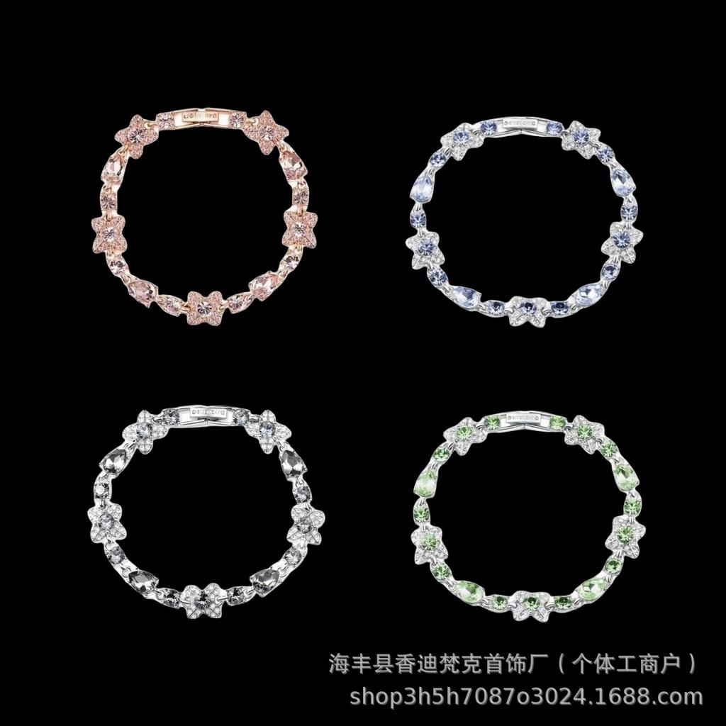 Ji's High-Quality Four-Leaf Clover Diamond Bracelet for Women – Super Shiny Crystal, Luxurious and Elegant Hand Jewelry