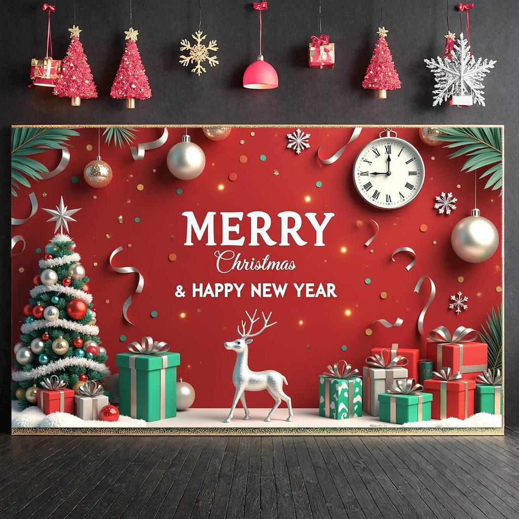 Christmas Backdrop Christmas Tree Design New Year Banner Happy New Year Banner Holiday Theme Christmas Banner For Shopping Mall