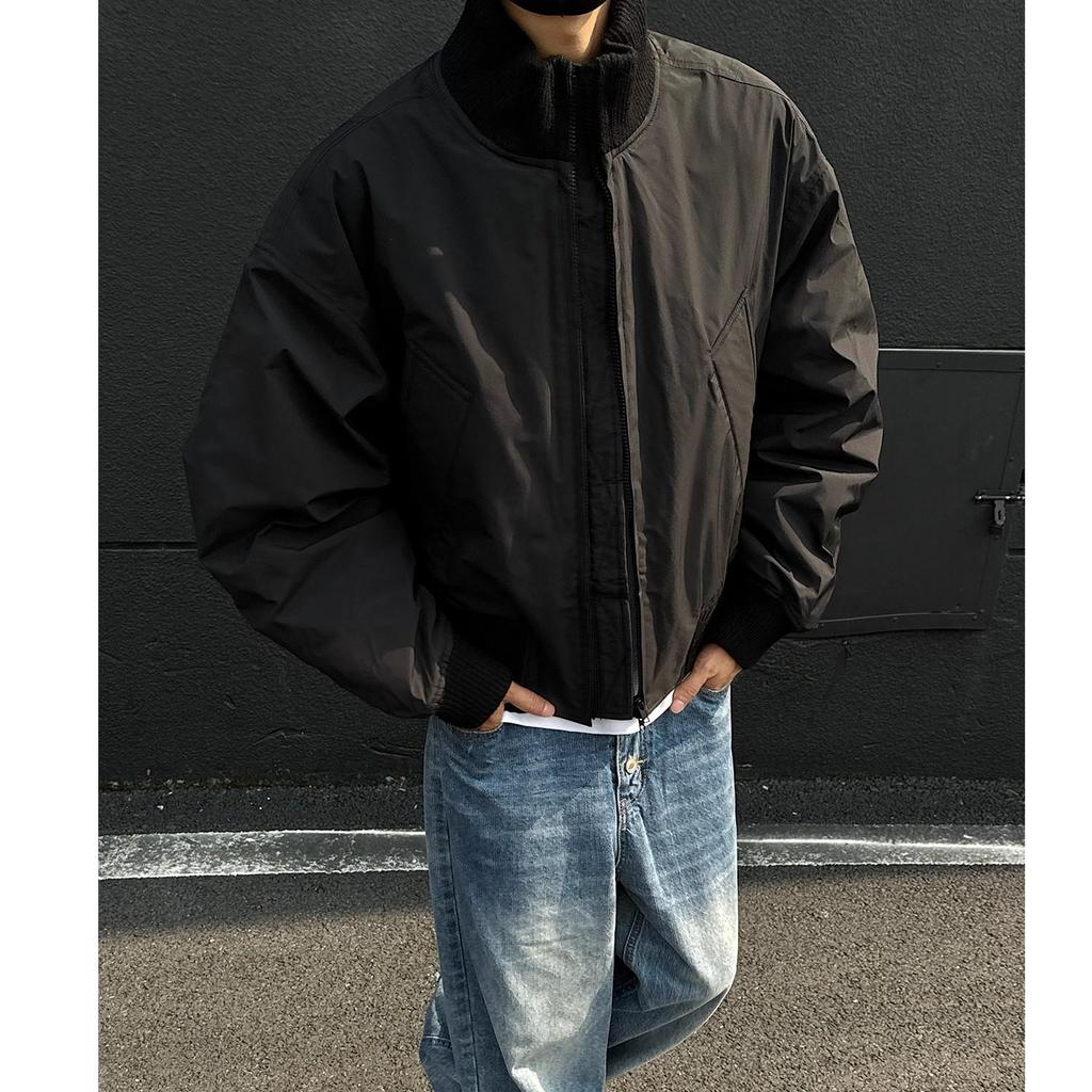 Men's American Style Cotton Bomber Jacket: Winter Hipster Baseball Coat