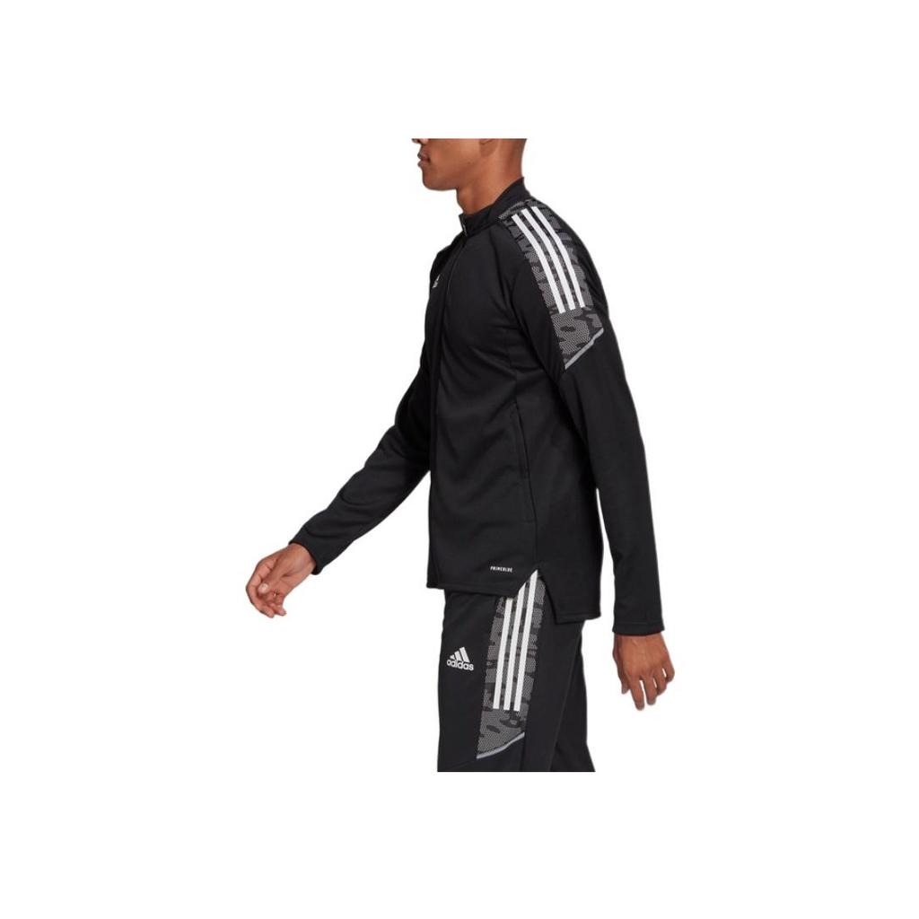 adidas Logo-Aufdruck Reißverschluss Trainingsjacke Herren Oberbekleidung Schwarz GH7129