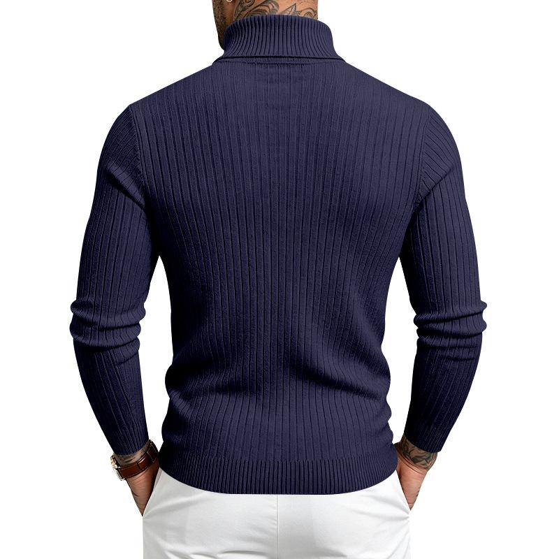 Men's Cable Knit Turtleneck Sweater, High Neck Long Sleeve Chunky Knit Pullover, Winter Casual Warm Knitwear for Men