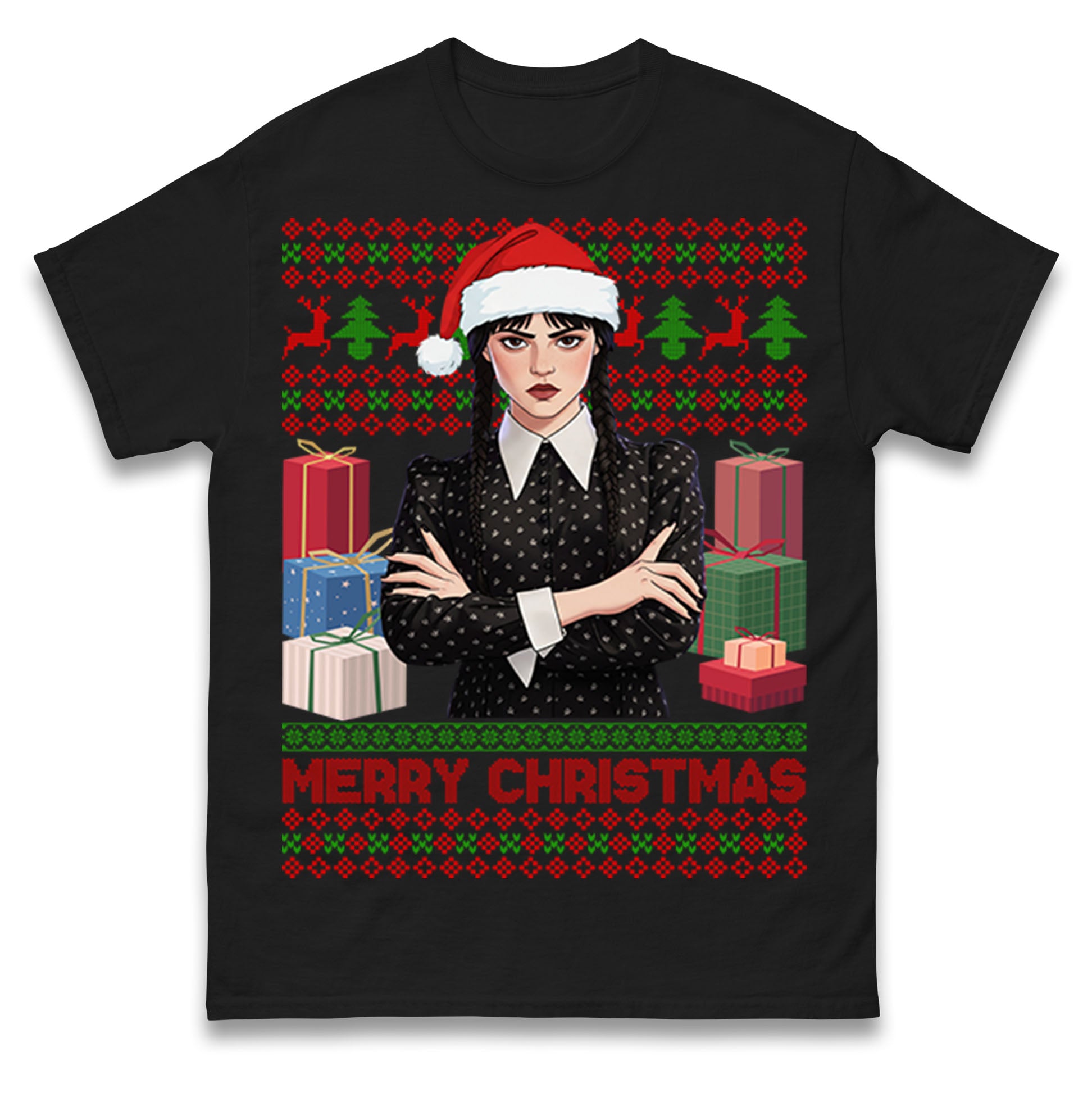 Wednesday Addams Merry Christmas Christmas T Shirt Tshirt Mens Womens Unisex Tops Tees XL
