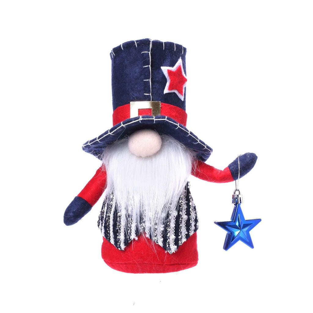 Independence Day Striped Five-pointed Star Dwarf Faceless Doll Figurine Decoration
