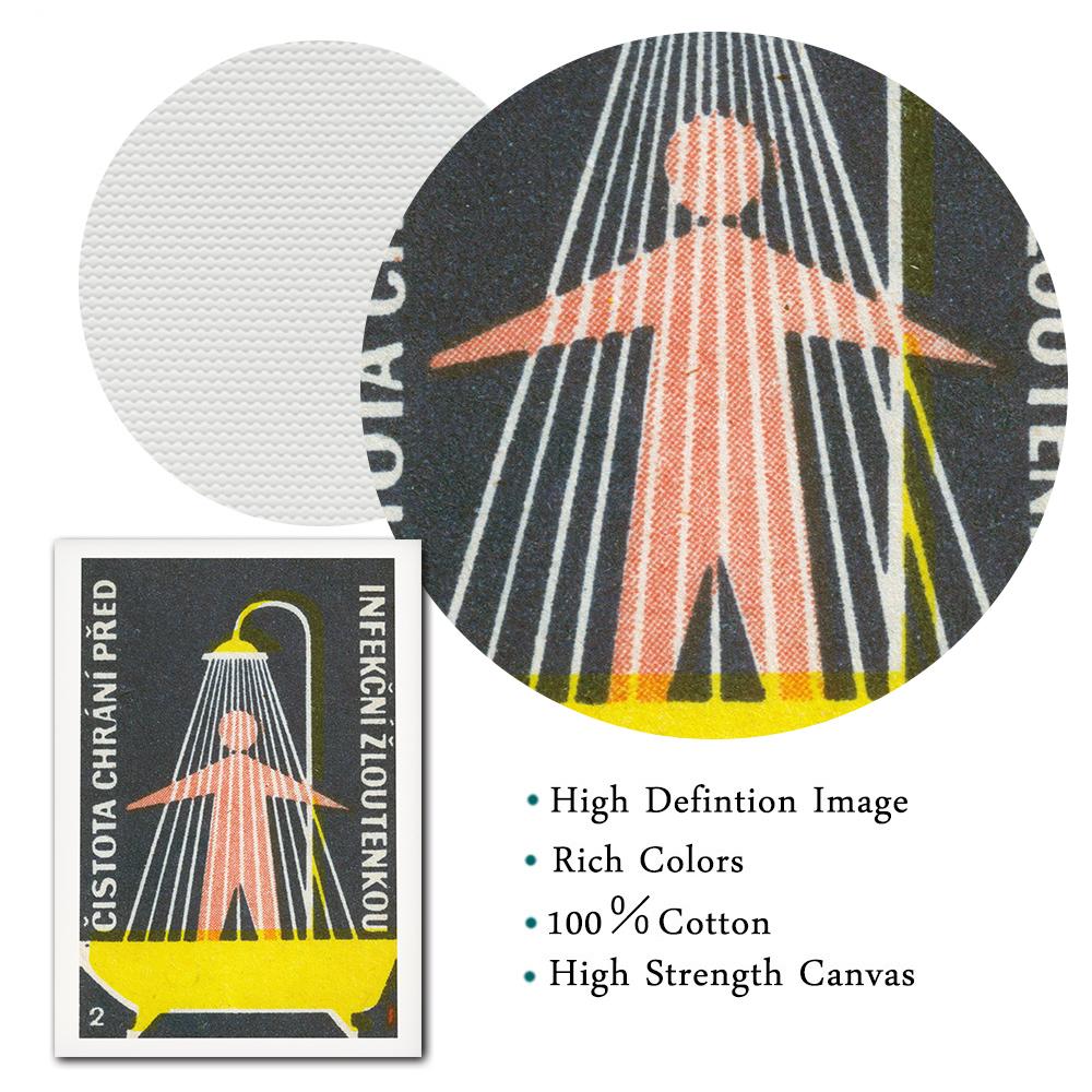 Lustiges Badezimmer-Schild Leinwanddrucke und Poster Mann steht unter der Dusche Badezimmer-Kunst für Männer Gemälde Wandbild Toilette WC Deko