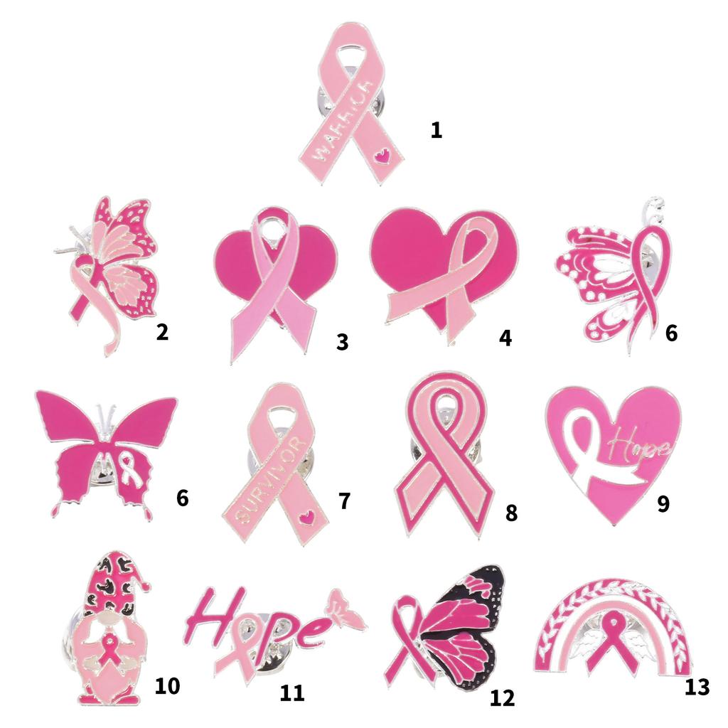 Elegant Breast Cancers Awareness Ribbon Brooch Sweater Lapel Pin for Women and Girls Clothes Decoration Accessories