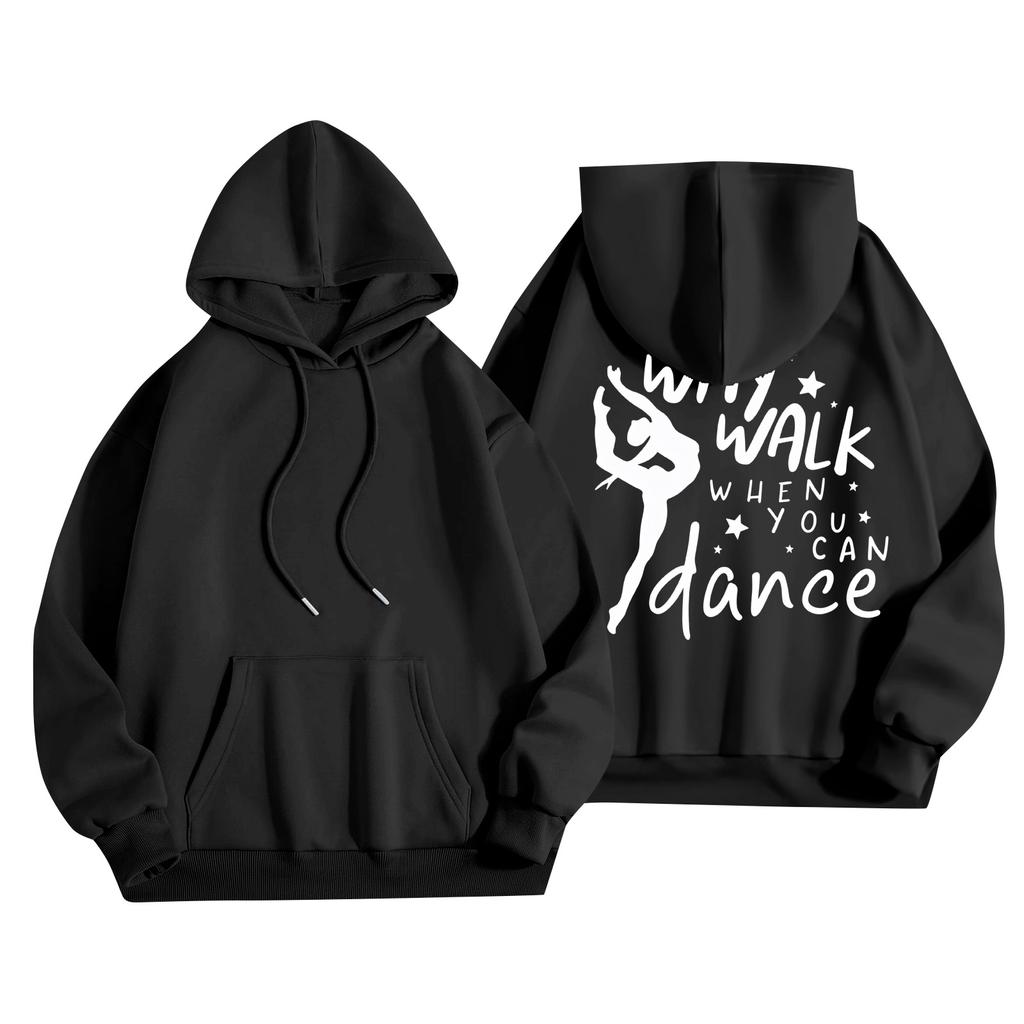 Women's Printed Round Neck Pullover Sweatshirt Hooded Drawstring Sweatshirt Top