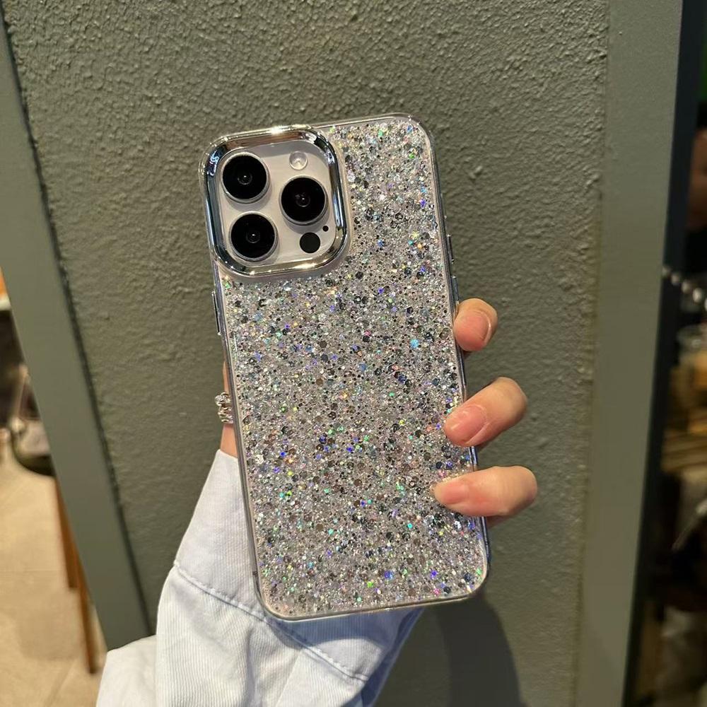Husă de telefon moale cu sclipici strălucitor pentru iPhone 16 15 14 13 12 11 Pro Max Plus Carcasă epoxidică Fată Rezistentă la șocuri Husă spate