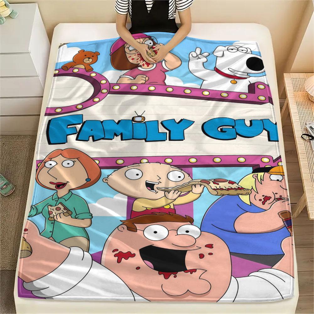 Family Guy Poster Printed Flannel Blanket, soft throw for bedroom sofa, washable, fan merchandise, great gift.