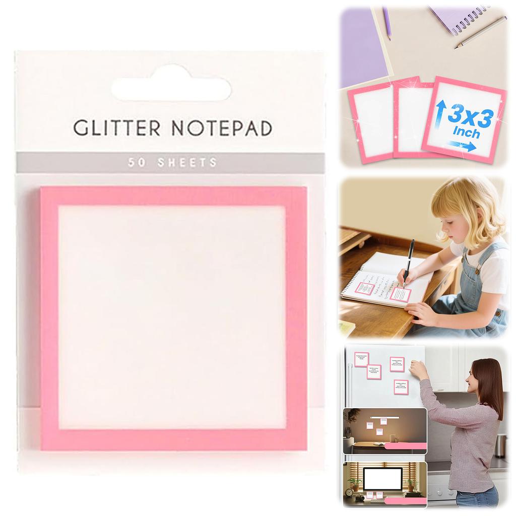 Glitter Sticky Notepad Multi-Purpose Transparent Sticky Notes Self-Adhesive Note Small Memo Pads To Do List