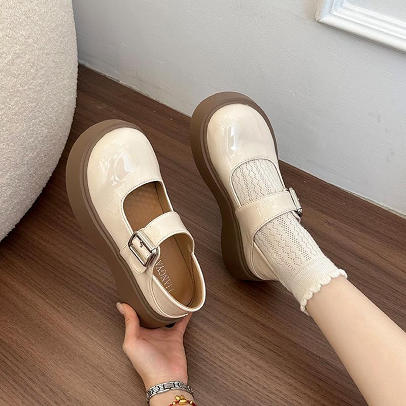 2025 new platform French retro jk college style single shoes small leather shoes women's summer Mary Jane shoes