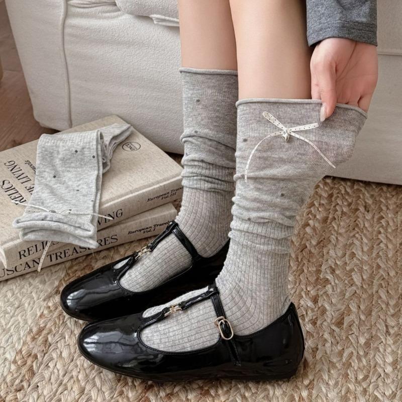 Summer Lightweight Ankle-length Stockings - Children's Open-weave Mesh Polka Dot Bow Tie Long Stockings - Versatile Half-length Stockings