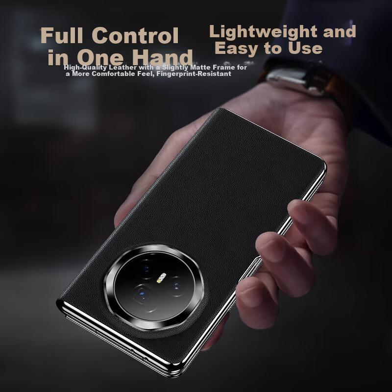 Custodia per telefono Honor Magic V5 Schermo Pieghevole Magnetica a Libro Vera Pelle Copertura Completa Antiurto Ultra-Sottile Finestra Intelligente Premium Business Unisex