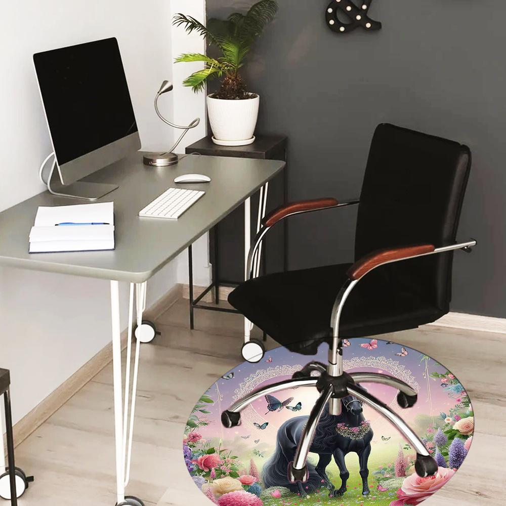 Horse With Floral Pattern Fashion Rug Nonslip Carpet Floor Mat Office Chair Mat Design For Office Decor Home Living Room Bedroom Giftt40